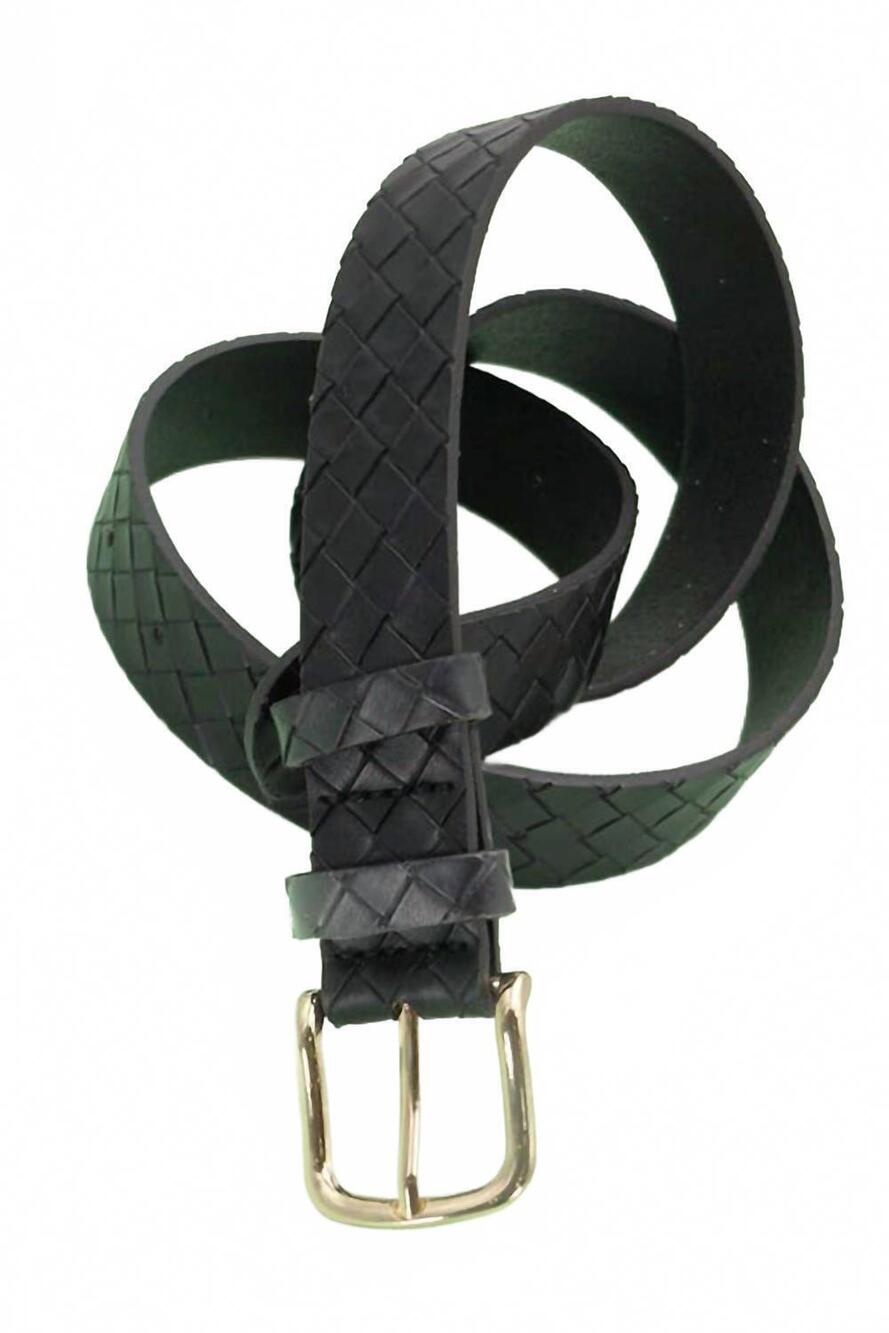 NEW JOSSLYN BY WALL TO WALL women's classic woven embossed belt in black
